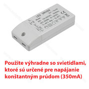 LED trafo MA vstup:100-240V, vystup:350mAV, 12W / Hecca