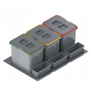 Kôš na odpadky PRAKTIKO do zásuvky šírky 80cm, 3x15 l, sivý / Rejs