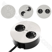 Stolová otočná zásuvka TWIST 931.002 2Z 2x230V 2,0m kábel, inox / čierna