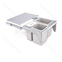 Odpadkový kôš 575, pre šírku: 600mm, s tlmením a uchytením na dvierka, 500x400x405,39l, sivý / SIGE