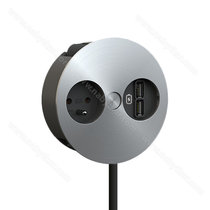 Stolová otočná zásuvka TWIST 931.032 2Z 1x230V+ 1x USB nabíjačka 2,0m kábel, inox / čierna