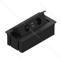 Stolová vyklápacia 2x 230V +2x USB, čierna mat. s káblom 2m / TOP Stolová vyklápacia 2x 230V +2x USB, čierna mat. s káblom 2m / TOP