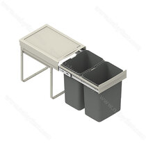 Odpad.kôš IR441, 20+20l, s tlmením a s možnostou dokúpenia úchytu na dvierka, do 400mm, sivý / Rejs