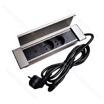 Stolová zásuvka COVER 2x230V+1xUSBA +1x USBC s káblom 230V,  249x67x47 mm, INOX Stolová zásuvka COVER 2x230V+1xUSBA +1x USBC s káblom 230V,  249x67x47 mm, INOX