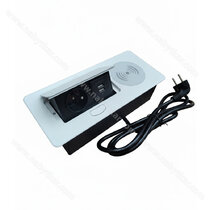 Stolová vyklápacia 1x 230V +2x USB-A+ bezdrôtová nabíjačka, biela mat. s káblom 2 m Stolová vyklápacia 1x 230V +2x USB-A+ bezdrôtová nabíjačka, biela mat. s káblom 2 m