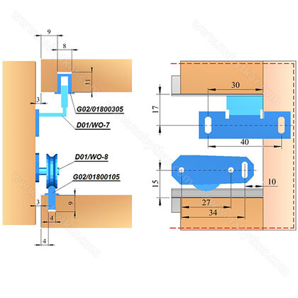 Vodiaci profil vnútorný horny na zafrez. (1 ks:3,5m)