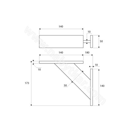 Vzpera pol.šikmá ŠTVORCOVÁ V-173, hliník /Rejs