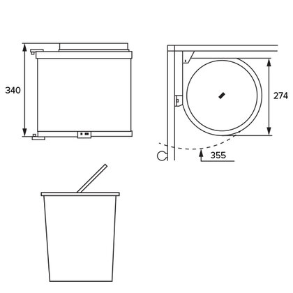 Kôš na odpadky ART 270, strieborný