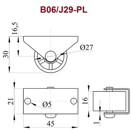 Nábytkové  koliesko J29 jednoduché plastové