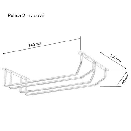 Polica na poháriky, chróm