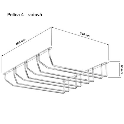 Polica na poháriky, chróm
