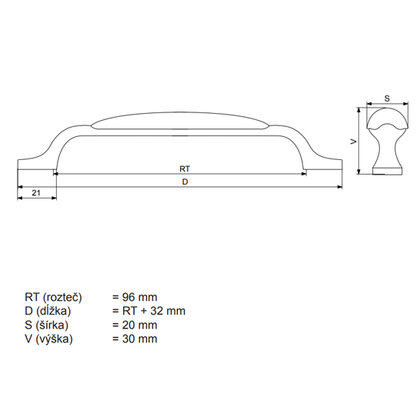 Madlo C514-C14 - 096 mm, patin.mosadz