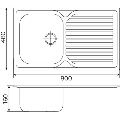 Drez VK-308-800x480x160x0,8mm INOX