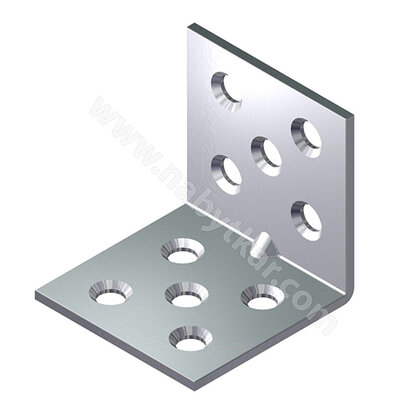 Uholník kovový trojradové dierovanie 40x40x40, zinok