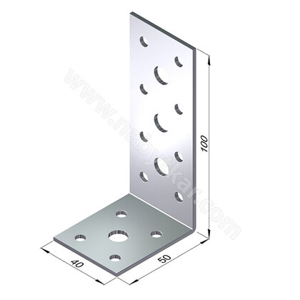 Uholník kovový trojradové dierovanie, zinok