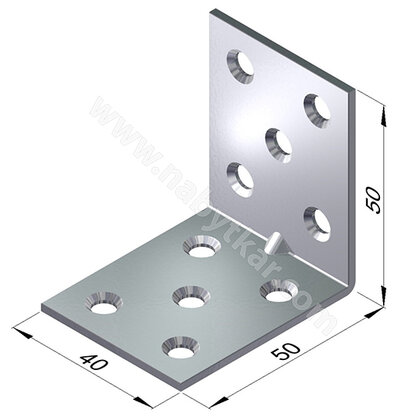 Uholník kovový trojradové dierovanie, zinok