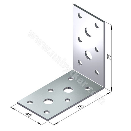Uholník kovový trojradové dierovanie, zinok