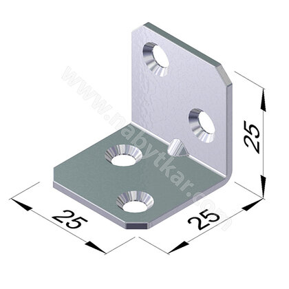 Uholník kovový dvojradové dierovanie, zinok