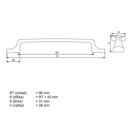 Madlo C538-W133 - 096mm, patin.mosadz, výpredaj