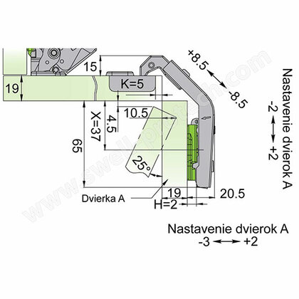 Záves Click-on uhol 135° /Swell