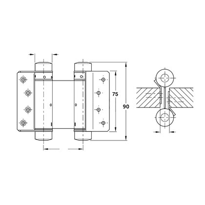 Záves barový 75mm (2ks = 1 kpl) Záves barový 75mm (2ks = 1 kpl)