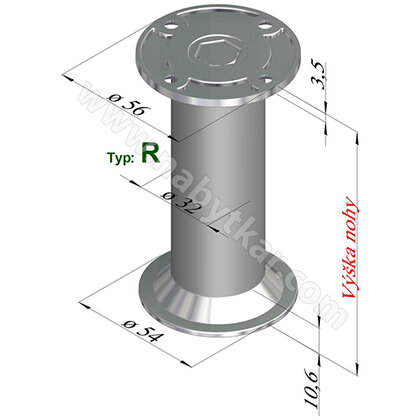 Nábytk.noha NA10 C00 s reguláciou, hliník