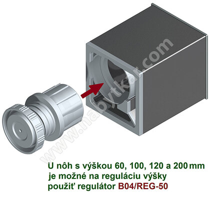 Nábytk.noha 080x080, hliník Nábytk.noha 080x080, hliník