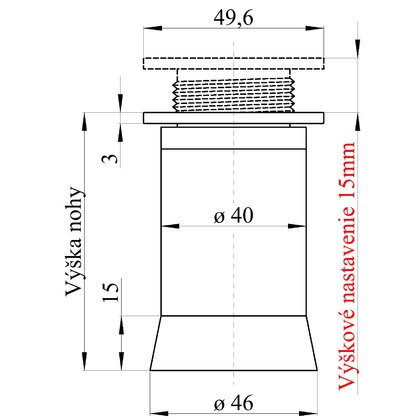 Nábytk.noha NA6 valec šikmí plast, hliník