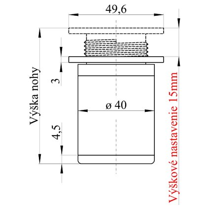 Nábytk.noha NA6 valec, hliník