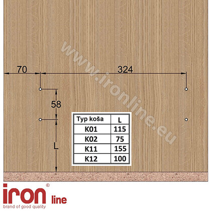 Výs.kôš na bielizeň K11, hĺbka 215, hliník /Iron line