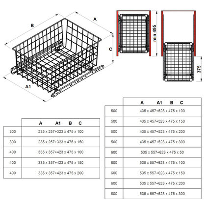 Výsuvny droteny kôš