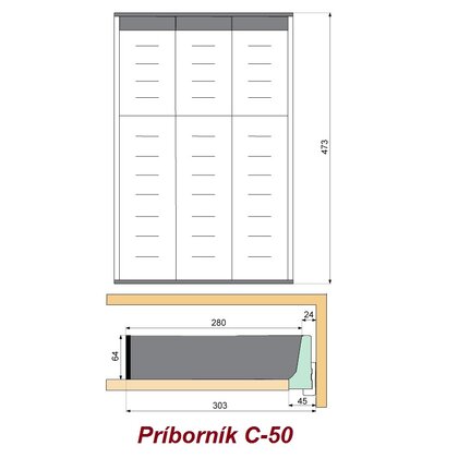 EVO príborník, do EVOboxu hĺbky 500