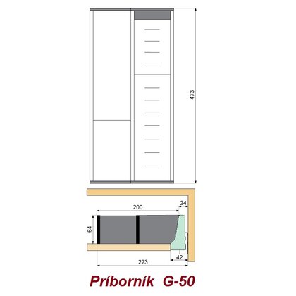 EVO príborník, do EVOboxu hĺbky 500