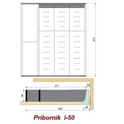 EVO príborník, do EVOboxu hĺbky 500