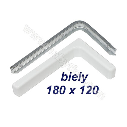 Uholník s krytkou 180x35x120,hr. plechu 0,9mm, biely / NB (balenie :2 ks)