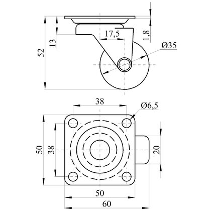 Transparentné  koliesko fi35