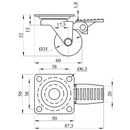 Transparentné  koliesko fi35