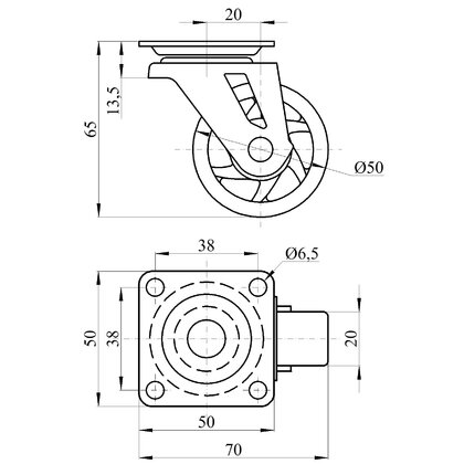 Transparentné  koliesko fi50