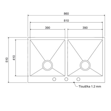 Drez VK-1093-860x510x200x1,2mm INOX