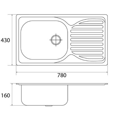 Drez VK-375-780x430x160x0,6mm INOX