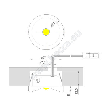 LED bodovka - VO30, 1.0W, 350mA, biela neutrál, chróm / Hecca