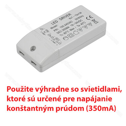 LED trafo MA vstup:100-240V, vystup:350mAV, 12W / Hecca