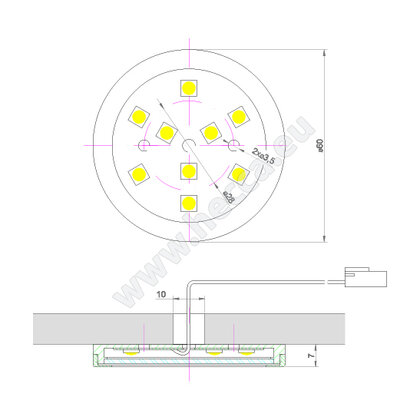 LED bodovka - NO60, 1.8W, DC12V, biela studená, hliník / Hecca