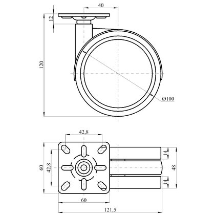 Koliesko PK100 pogumované, s platnickou, sivé