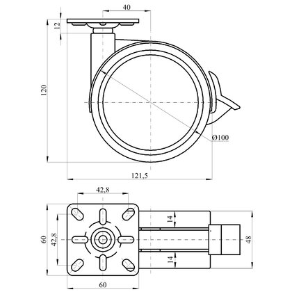 Koliesko PK100 pogumované, s platnickou, sivé