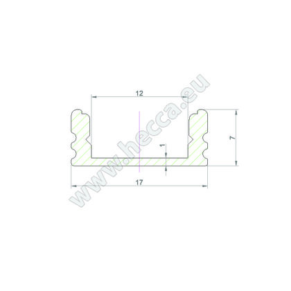 LED PROFIL - 07x17mm, Profil - hlinik, 2m, bez krycej listy