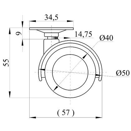 Nábytkové  koliesko fi 40 pogumované s platničkou