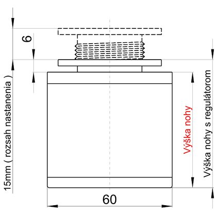 Nábytk.noha N 60x60 B "big" , inox