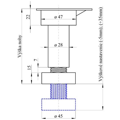 Rekt.noha PVC-R5, rozobereteľná