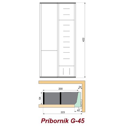 EVO príborník, do EVOboxu hĺbky 450